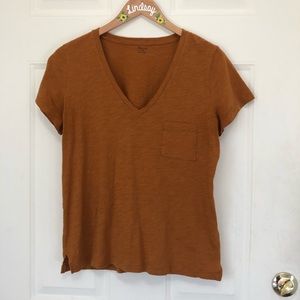 Madewell Tan V neck tee with front pocket